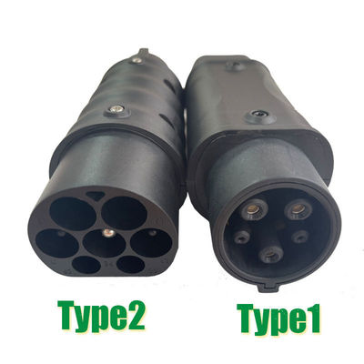Type2 à C.A. 250V à l'adaptateur du type 1 EV pour le chargeur de voiture électrique, câble de remplissage Conveter de 32A 22KW EV