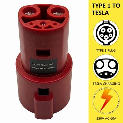 AC 10 KW Type 1 vers adaptateur de chargeur Tesla EV SAE J1772 vers adaptateur de charge rapide Tesla 60A