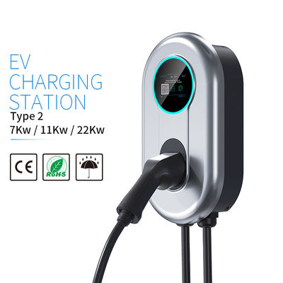 Type - 2 pile de remplissage de la maison EV de Wallbox pour la voiture électrique 32A 7.36KW 1 phase avec l'affichage à cristaux liquides